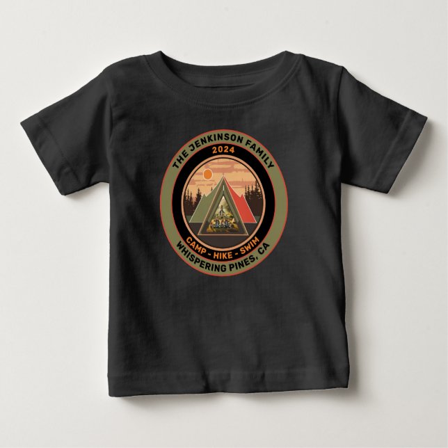 Camiseta De Bebé Personalizado Familia Camping Viaje a la tienda (Anverso)
