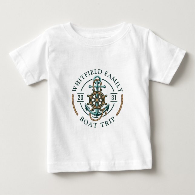 Camiseta De Bebé Personalizado Familia Náutica Viaje a Reunión Vaca (Anverso)