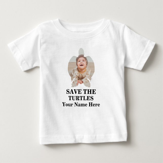 Camiseta De Bebé Personalizado foto de tortuga marina salva a las t (Anverso)
