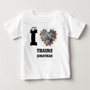 Camiseta De Bebé Personalizado foto del corazón del tren me encanta