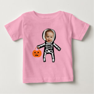 Camiseta De Bebé Personalizado foto esqueleto truco o tratamiento d