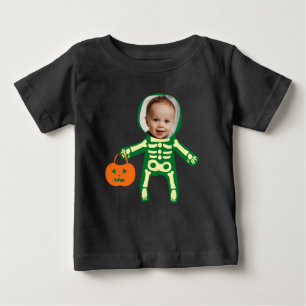 Camiseta De Bebé Personalizado foto esqueleto truco o tratamiento d