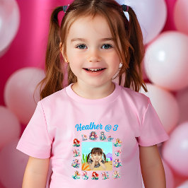 Camiseta De Bebé Personalizado Foto Sirenas Tema Chica Rosa Cumplea