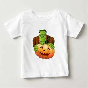 Camiseta De Bebé Personalizado Frankenstein con Calabaza
