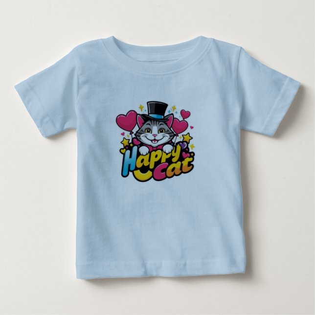 Camiseta De Bebé personalizado gato. (Anverso)