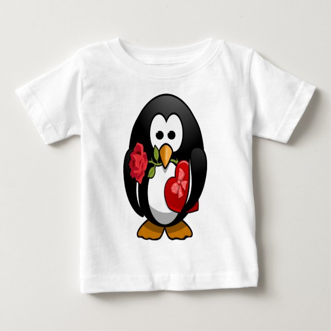 Camiseta De Bebé Personalizado gracioso de Penguin El día de San Va (Anverso)