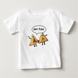 Camiseta De Bebé Personalizado Happy Purim Cute Smite Hamentaschen
