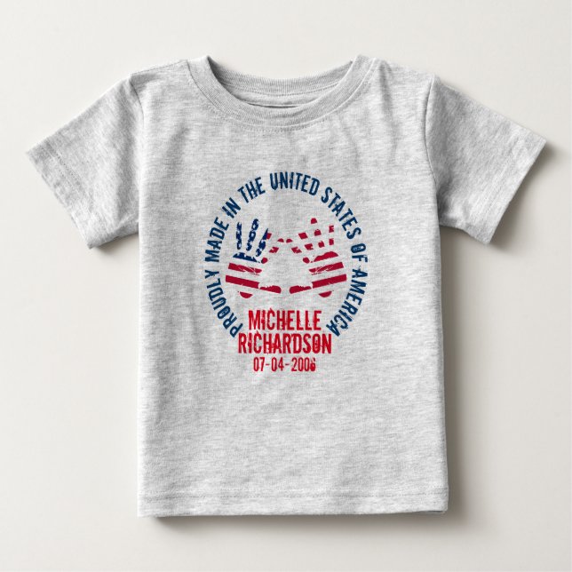 Camiseta De Bebé Personalizado Hecho En EEUU (Anverso)