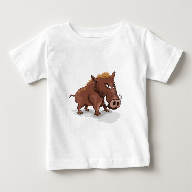Camiseta De Bebé Personalizado humorístico salvaje cerdo marrón (Anverso)