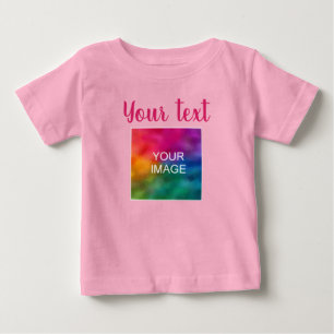Camiseta De Bebé Personalizado Imagen Guión manuscrito Texto Rosado