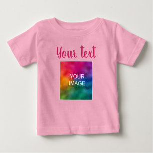 Camiseta De Bebé Personalizado Imagen Guión manuscrito Texto Rosado