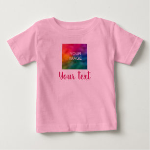 Camiseta De Bebé Personalizado Imagen y guión Texto de texto Rosado
