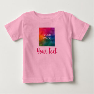 Camiseta De Bebé Personalizado Imagen y guión Texto de texto Rosado