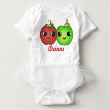 Personalizado Kawaii Apple Love Baby Tutu Bodysuit