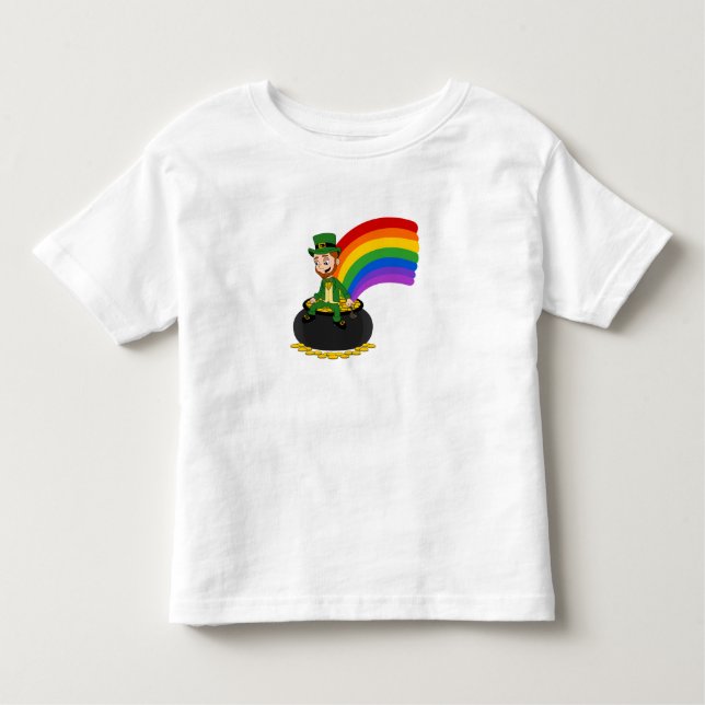 Camiseta De Bebé Personalizado leprechaun sentado en una olla de or (Anverso)