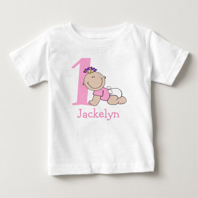 Camiseta De Bebé Personalizado linda Niña Primer cumpleaños (Anverso)