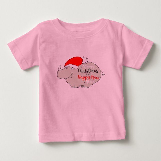 Camiseta De Bebé Personalizado lindo bebé rinoceronte divertida ros (Anverso)