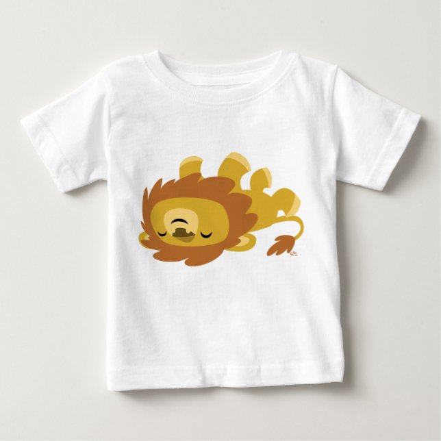 Camiseta De Bebé Personalizado lindo Lazy Leon Baby T-Shirt (Anverso)