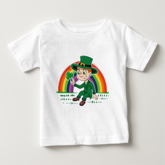 Camiseta De Bebé Personalizado lindo leprechaun con shamrock y arco (Anverso)