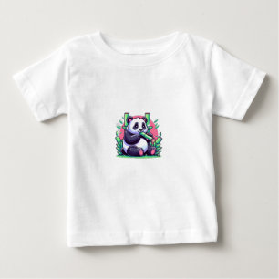Camiseta De Bebé Personalizado lindo Panda comiendo bambú