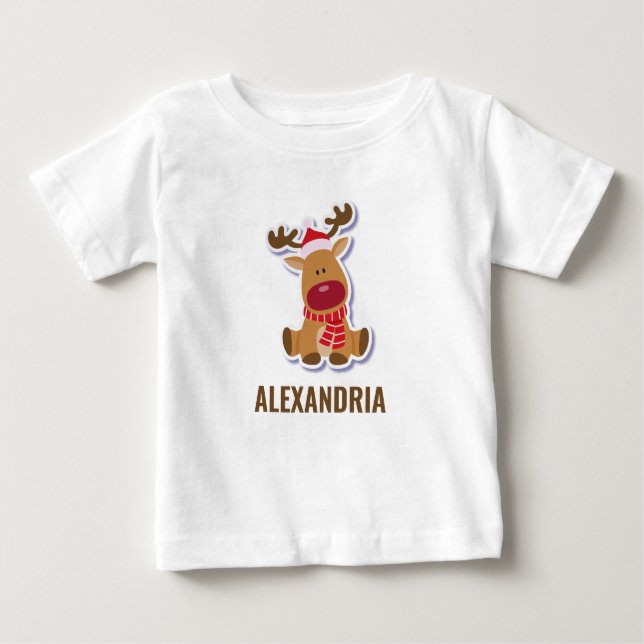 Camiseta De Bebé Personalizado lindo reno Rudolph Navidades de Sant (Anverso)