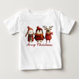 Camiseta De Bebé Personalizado lindo Santa Animales Feliz Navidad