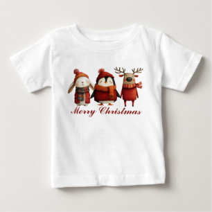 Camiseta De Bebé Personalizado lindo Santa Animales Feliz Navidad
