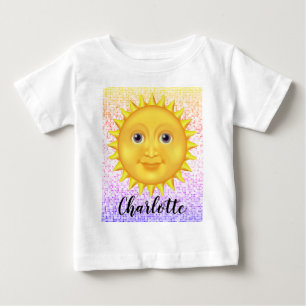 Camiseta De Bebé Personalizado lindo Sonriente Sol con abejorro dul