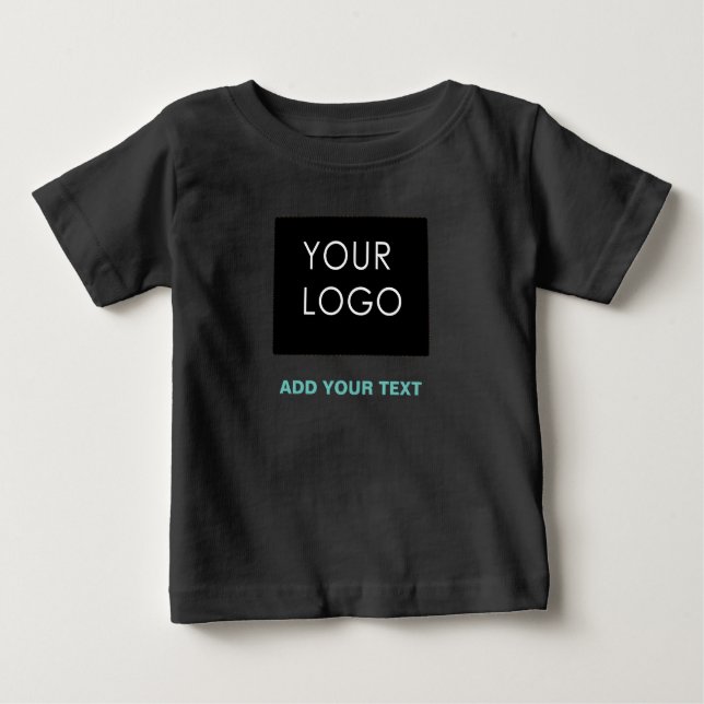 Camiseta De Bebé Personalizado Logo Business Company Black (Anverso)