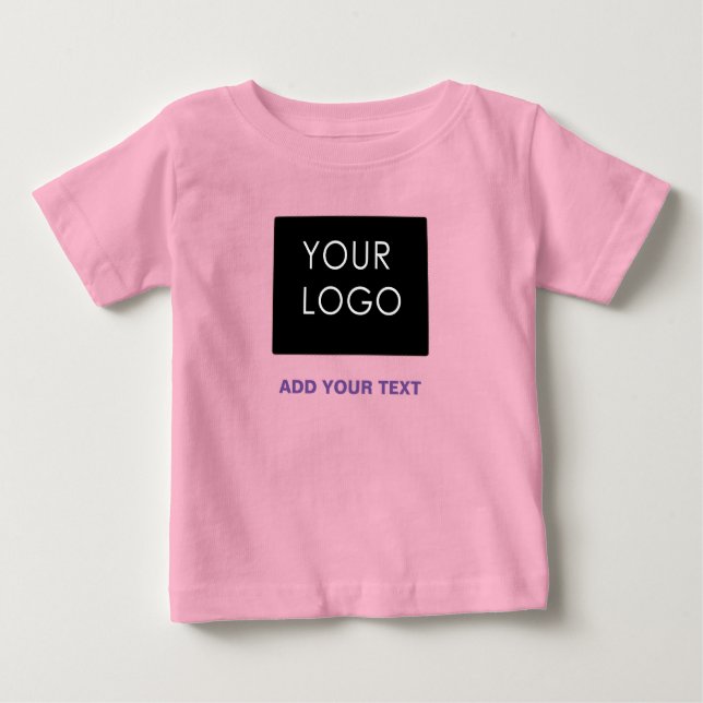 Camiseta De Bebé Personalizado Logotipo Empresa de negocios Rosa (Anverso)