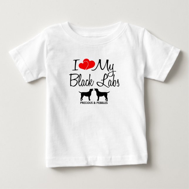 Camiseta De Bebé Personalizado Me Encantan Mis Dos Labores Negros (Anverso)