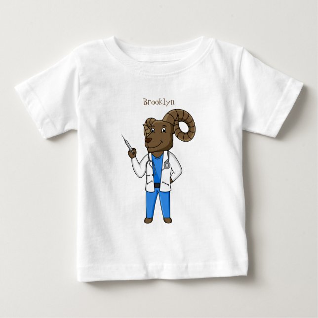 Camiseta De Bebé Personalizado médica ilustracion de ovino de Bigho (Anverso)