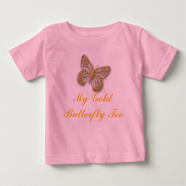 Camiseta De Bebé Personalizado Mi Mariposa Dorada (Anverso)