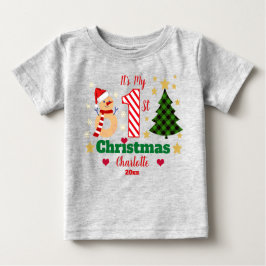 Camiseta De Bebé Personalizado Mi primer Navidad Snowman Candy Cane