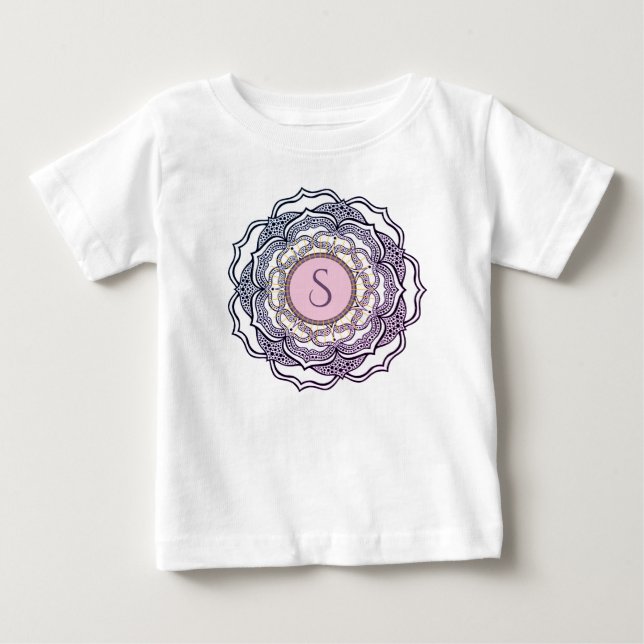 Camiseta De Bebé Personalizado Monograma Cute Girly Mandala Bebé Di (Anverso)