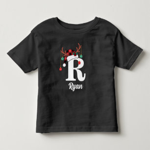 Camiseta De Bebé Personalizado Monograma Familia Navidad Santa Hat