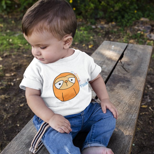 Camiseta De Bebé Personalizado Multcolor Sleepy Sloth (cute lazy baby sloth sleeping time.)