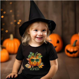 Camiseta De Bebé Personalizado Naranja de acuarela Calabaza Hallowe