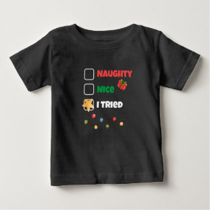 Camiseta De Bebé Personalizado Naughty Naughty Intenté A Los Navida