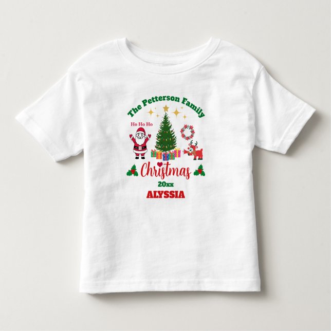 Camiseta De Bebé Personalizado Navidades de la familia blanca Santa (Anverso)