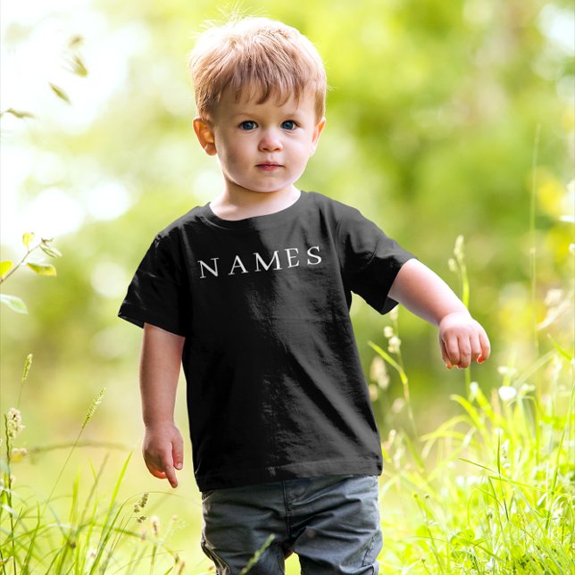 Camiseta De Bebé Personalizado negro simple Añadir su nombre elegan (Subido por el creador)