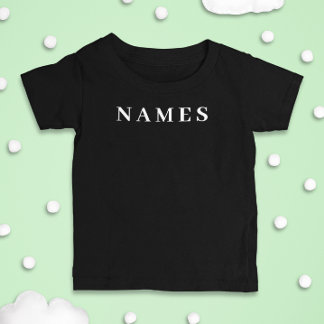 Camiseta De Bebé Personalizado negro simple Añadir su nombre elegan