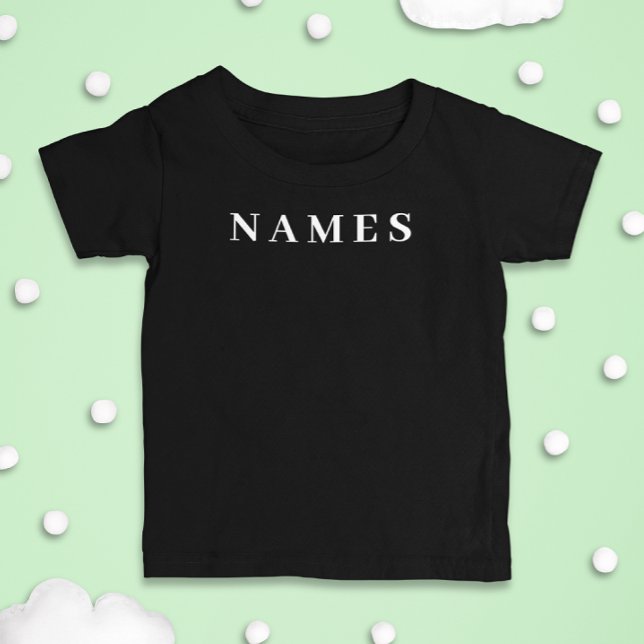 Camiseta De Bebé Personalizado negro simple Añadir su nombre elegan (Subido por el creador)