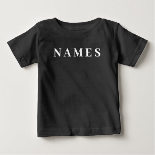 Camiseta De Bebé Personalizado negro simple Añadir su nombre elegan
