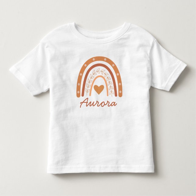 Camiseta De Bebé Personalizado Neutral Terracotta boho arcoiris (Anverso)