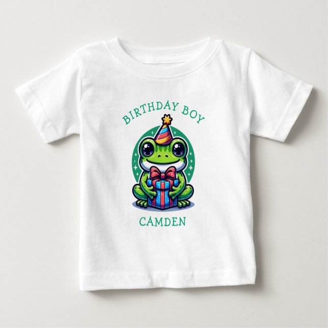 Camiseta De Bebé Personalizado niño de cumpleaños de chico con tema (Anverso)