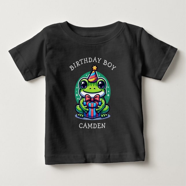 Camiseta De Bebé Personalizado niño de cumpleaños de chico con tema (Anverso)