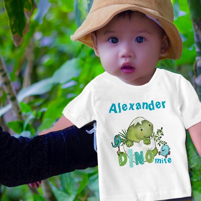 Camiseta De Bebé Personalizado Niño Niño Dinosaurio DINO Mite Camis (Custom Baby Boy Dinosaur DINO Mite T-Shirt )