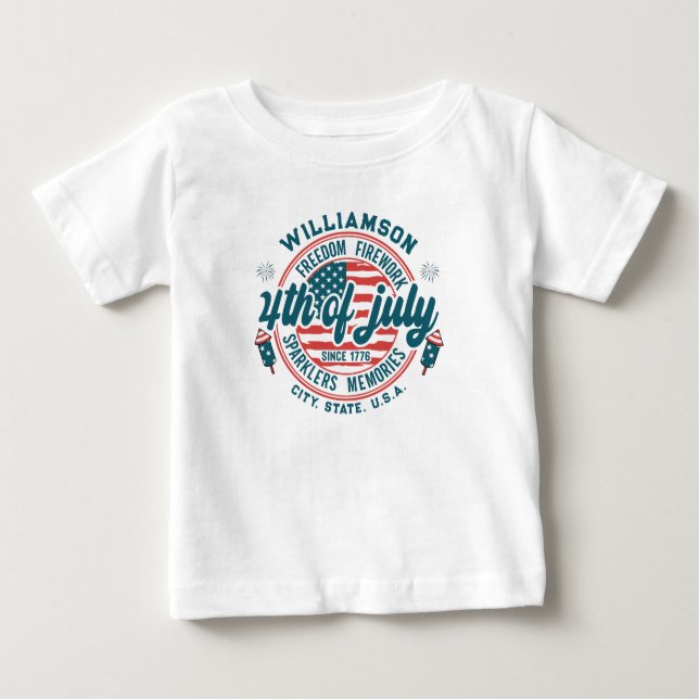 Camiseta De Bebé Personalizado Nombre de la familia Ciudad Ubicació (Anverso)