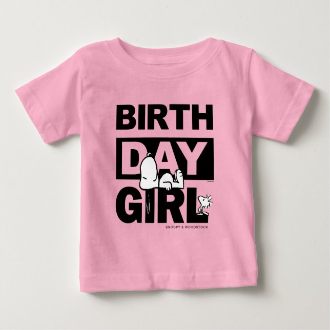 Camiseta De Bebé Personalizado Peanuts | Chica de cumpleaños Snoopy (Anverso)